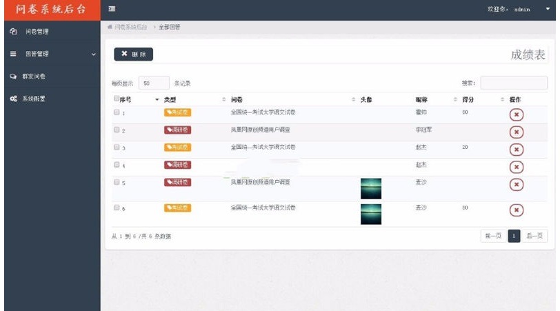 Thinkphp3.2开发的微信问卷学生考试答题 后台管理系统(图1)