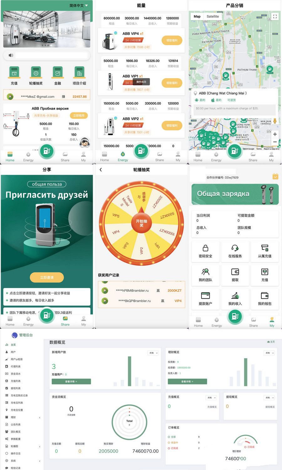 ABB双语言共享充电宝投资理财源码/五级分销返利+地图显示模式/vue编译后前端