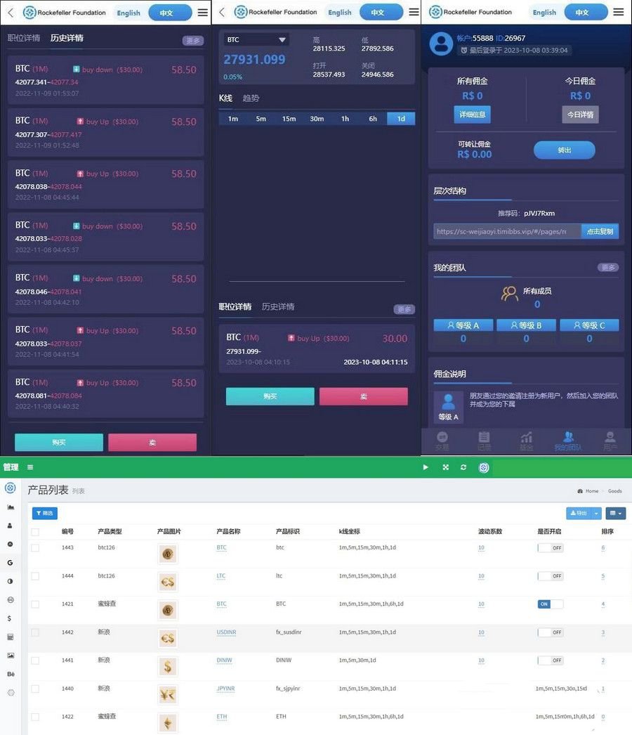 中英文双语言海外微盘交易源码 支持产品数