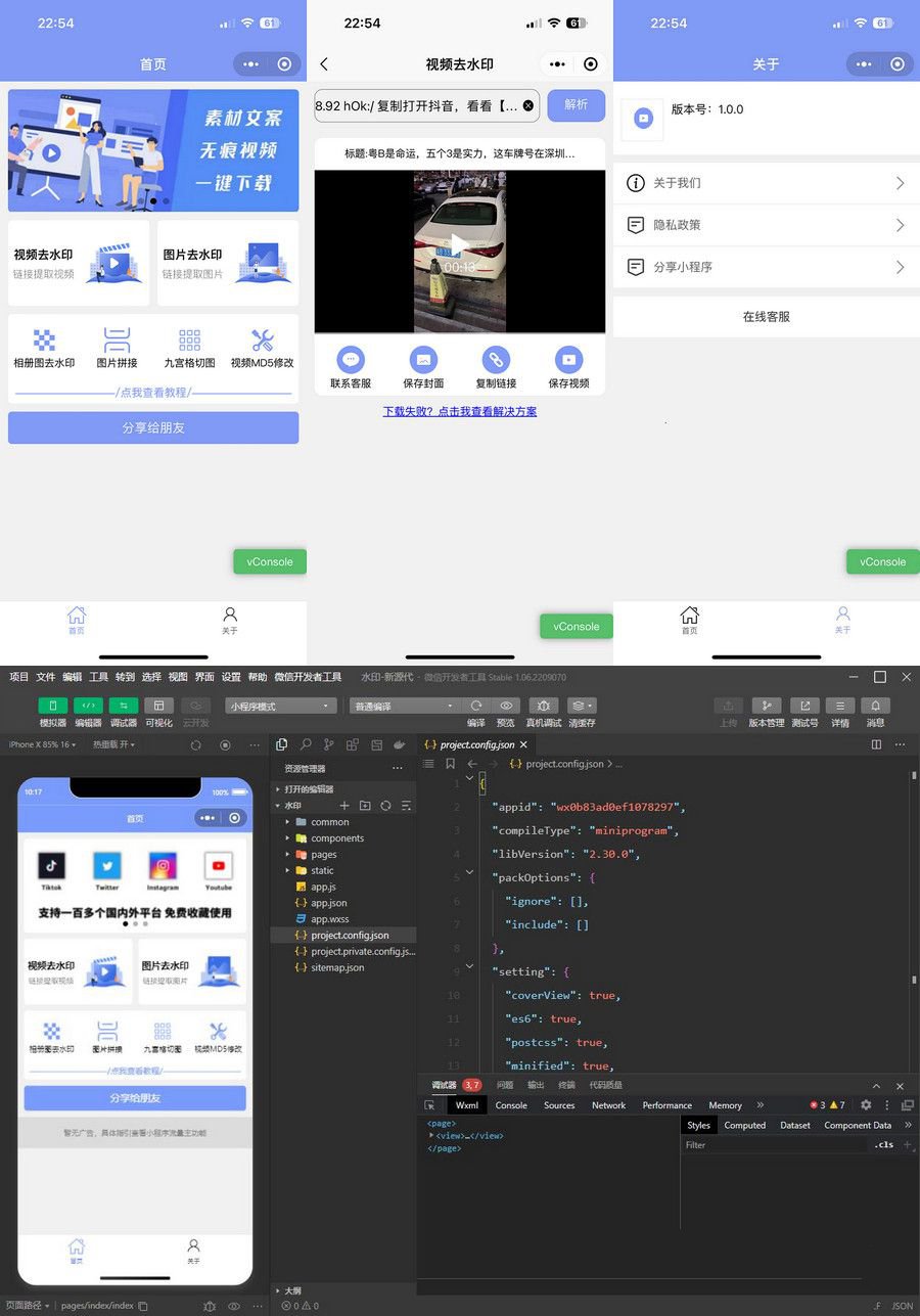 2023新版 多功能去水印工具微信小程序源码_带流量主功能(图1)