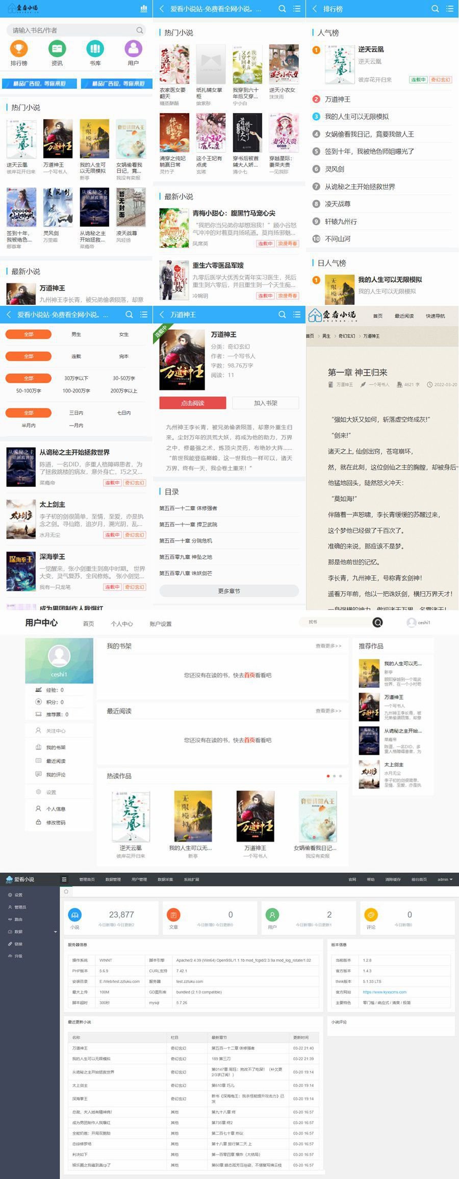 价值500元的狂雨小说二开版带数据打包/ThinkPHP内核小说网站源码(图1)