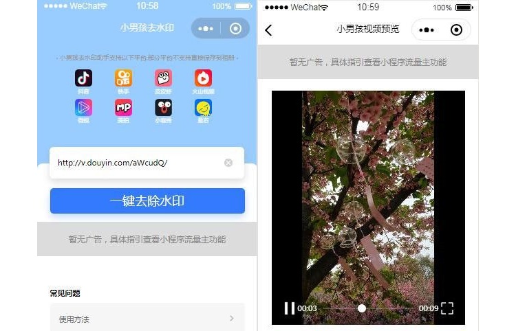 抖音快手短视频去水印的小程序源码没有后台(图1)