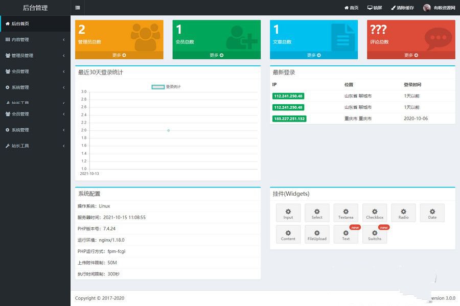 ThinkPHP6内核通用网站后台权限管理系统源码(图1)