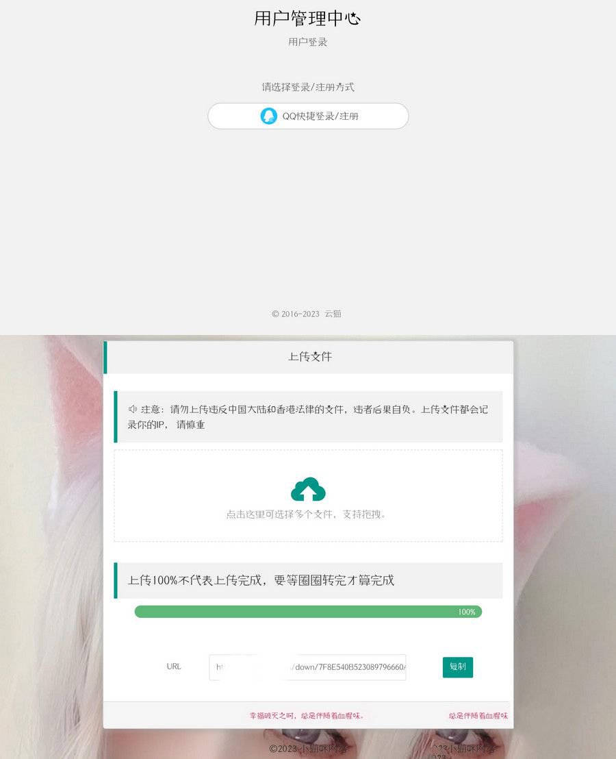 简单实用带后台的简洁网盘 小猫咪网盘1.3新增用户登录(图1)