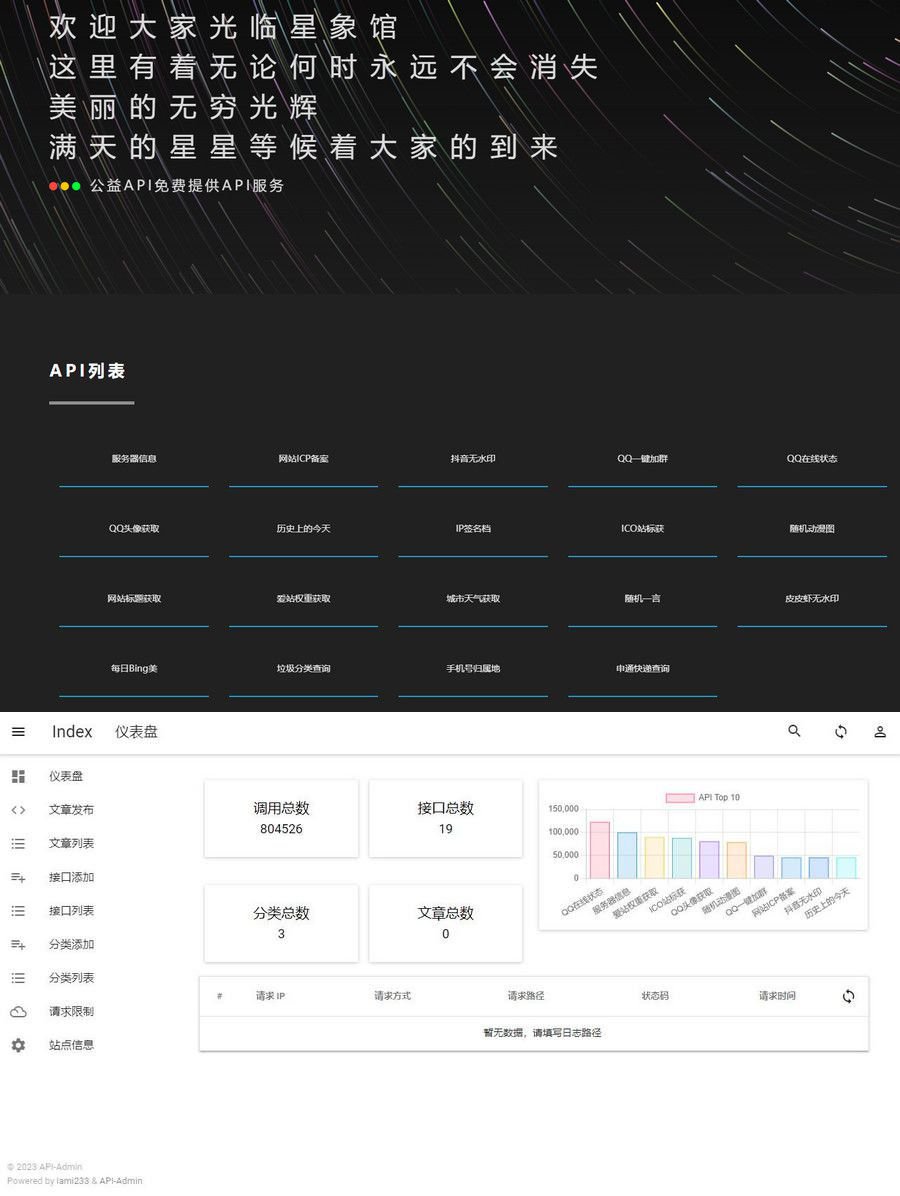 2023年最新内置30+远程接口全新API接口管理系统PHP源码(图1) 2023年最新内置30+远程接口全新API接口管理系统PHP源码(图1)