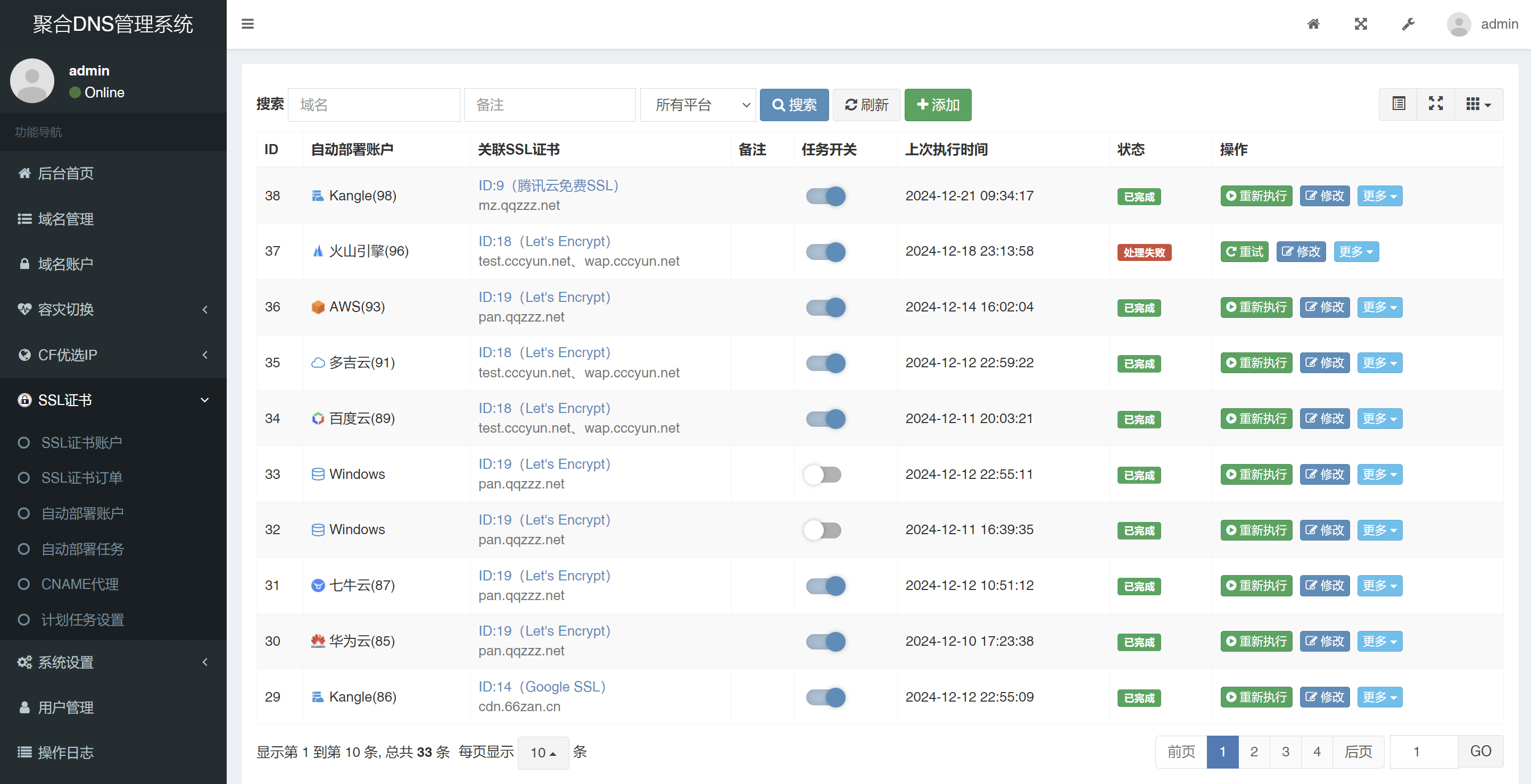 彩虹聚合DNS管理系统源码V2.0.1SSL证书自动申请与部署(图1) 彩虹聚合DNS管理系统源码V2.0.1SSL证书自动申请与部署(图1)