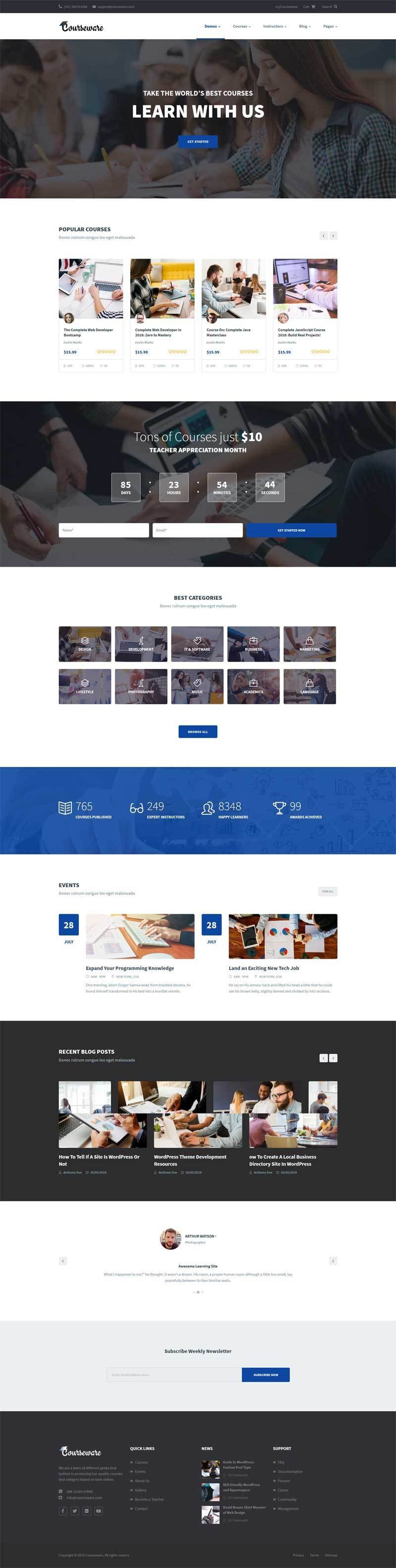 响应式在线课程教育bootstrap网站英文模板