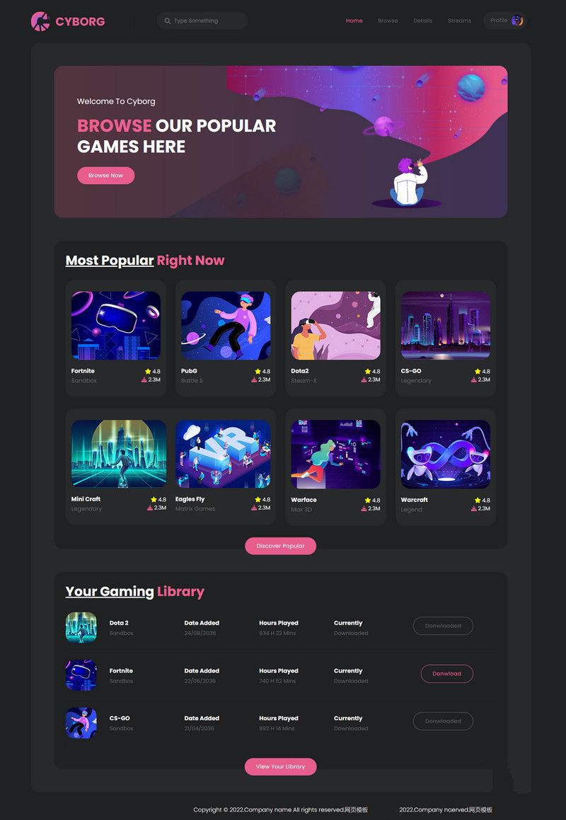 HTML5热门游戏体验宣传网站模板是一款热门游戏体验网站模板下载
