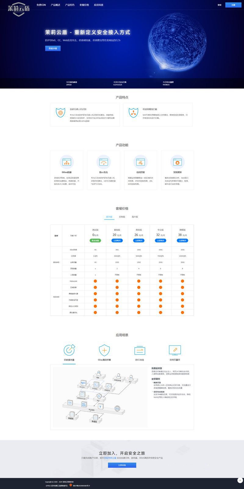 茉莉云盾CDN防护首页HTML源码