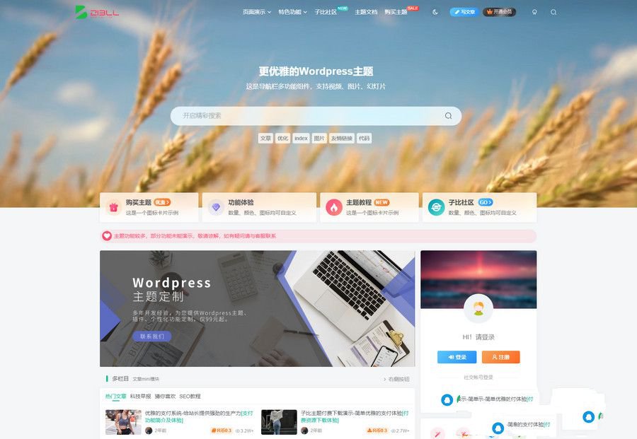 2023最新Zibll子比主题V7.1版本源码 开心版(图1)