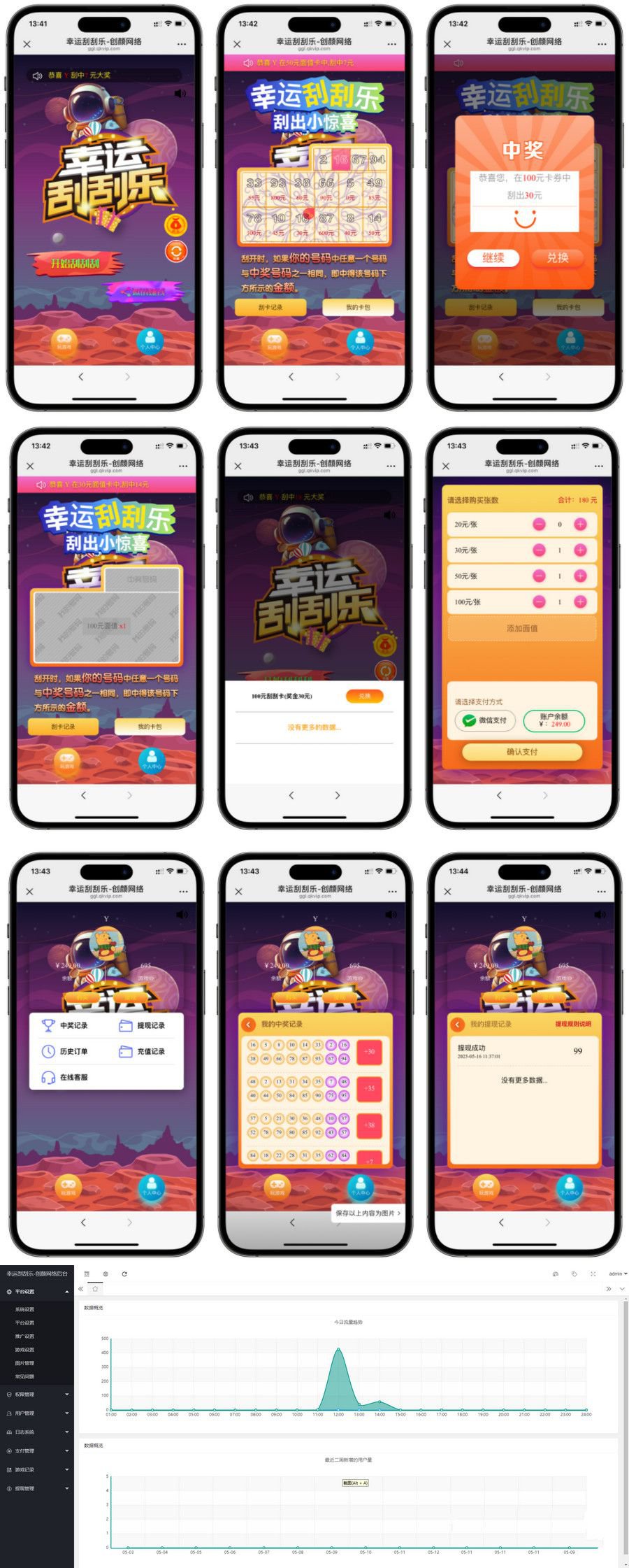 H5幸运刮刮乐抽奖多级分佣系统源码