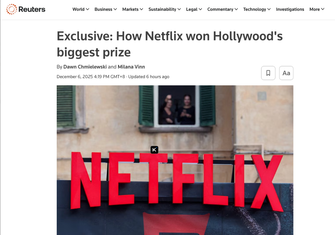 Netflix 收购华纳兄弟内幕公开:派拉蒙三轮主动报价被拒后,就决定入局(图1) Netflix 收购华纳兄弟内幕公开:派拉蒙三轮主动报价被拒后,就决定入局(图1)