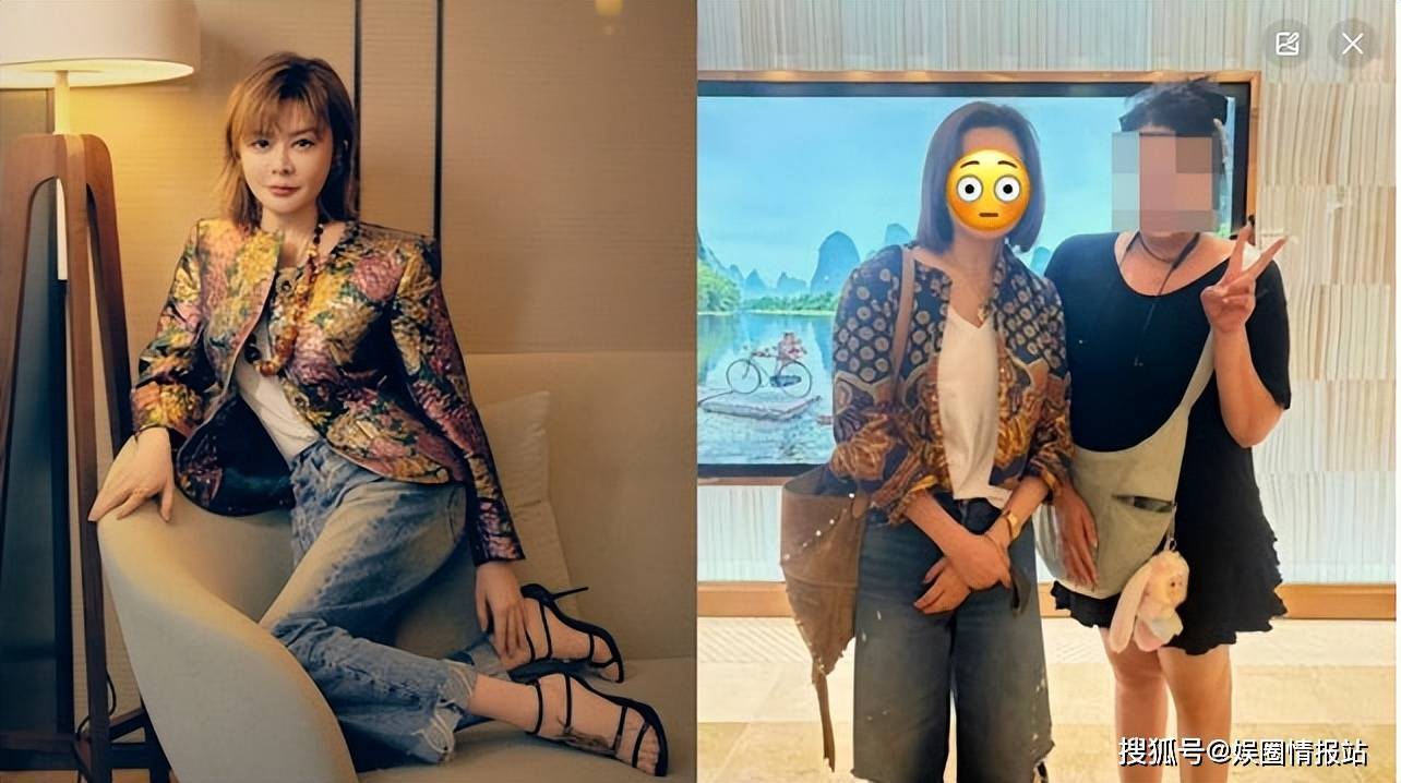 63岁关之琳街头被偶遇！170cm身高碾压全场，脱口罩贴脸合影动作太宠粉(图1)