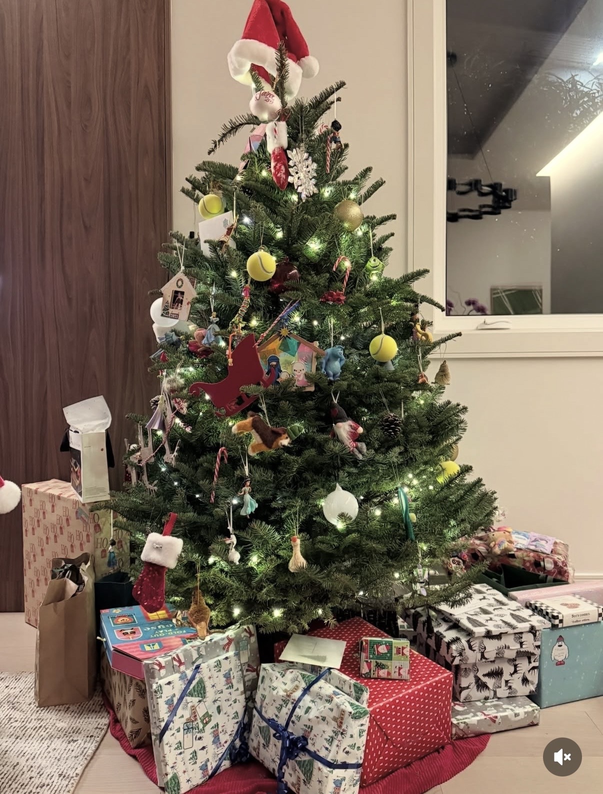 谢婷婷一家圣诞外出，半岁儿子戴圣诞帽亮相，小7岁男友抱娃喂奶(图6)