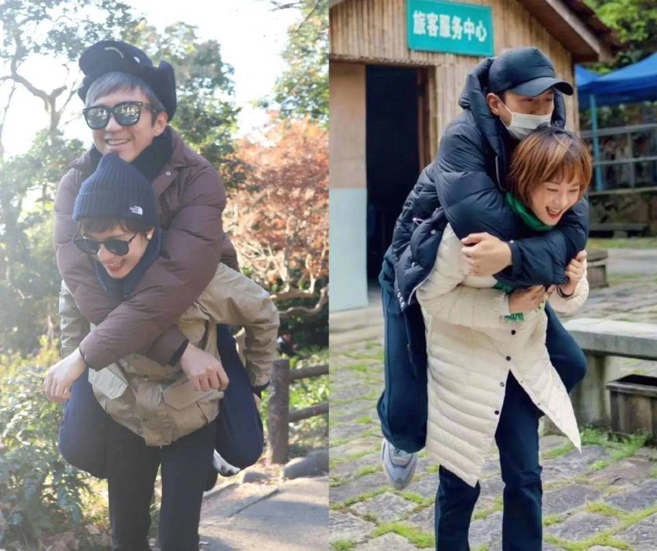 孙俪晒11岁女儿小花背影，和邓超复制粘贴，穿兄妹装撸狗超有爱(图6)