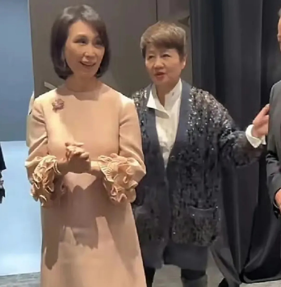 梁安琪何超凤同框差距明显，年龄同样60多岁，前者气血足后者干瘪(图3)