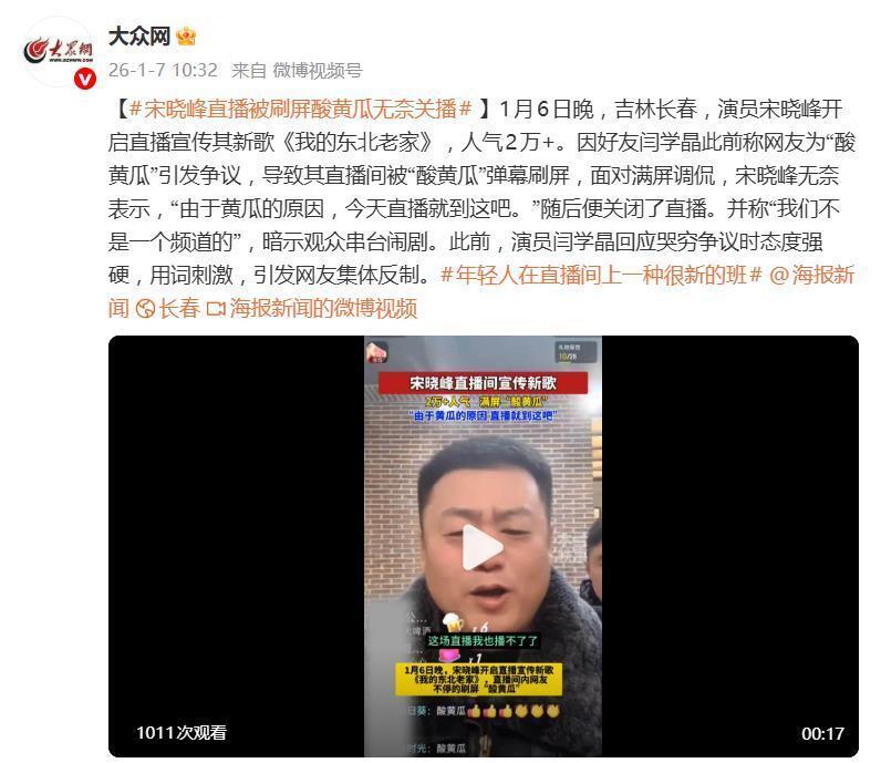 闫学晶“酸黄瓜”言论引争议，宋晓峰直播间