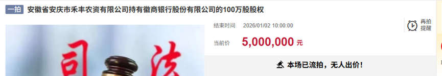 万亿城商银行成拍卖台“价格刺客“：9毛1起拍，依然无人问津！(图8)