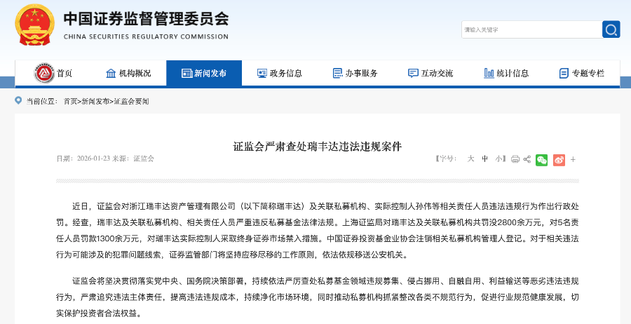 瑞丰达领史上最重罚单，私募监管进入新阶段(图1)