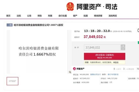 哈银消金：4672万元股权遇冷火速折价二拍，新帅上任50天或重启自营？(图2)