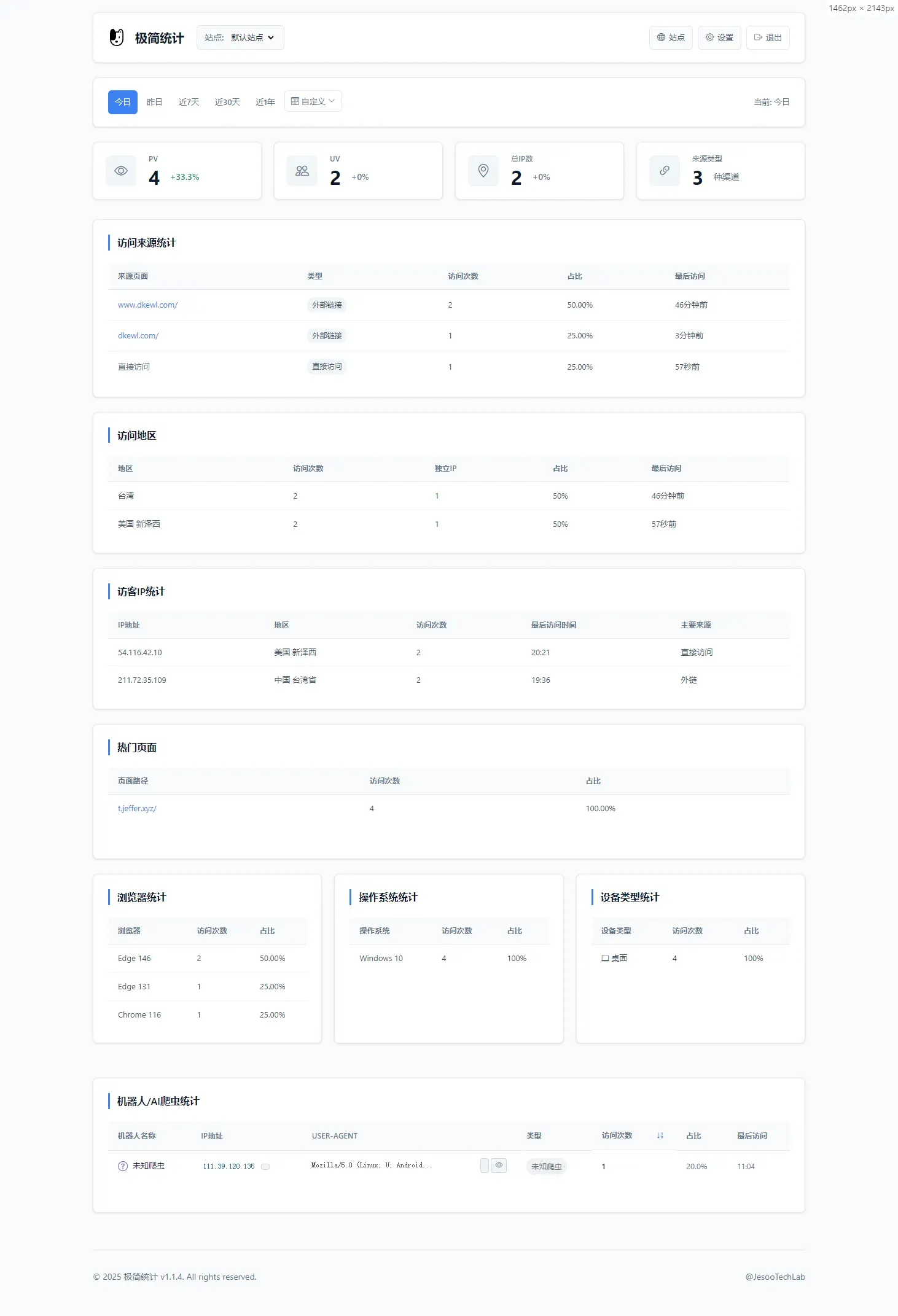 PHP网站统计系统源码 极简统计 支持本
