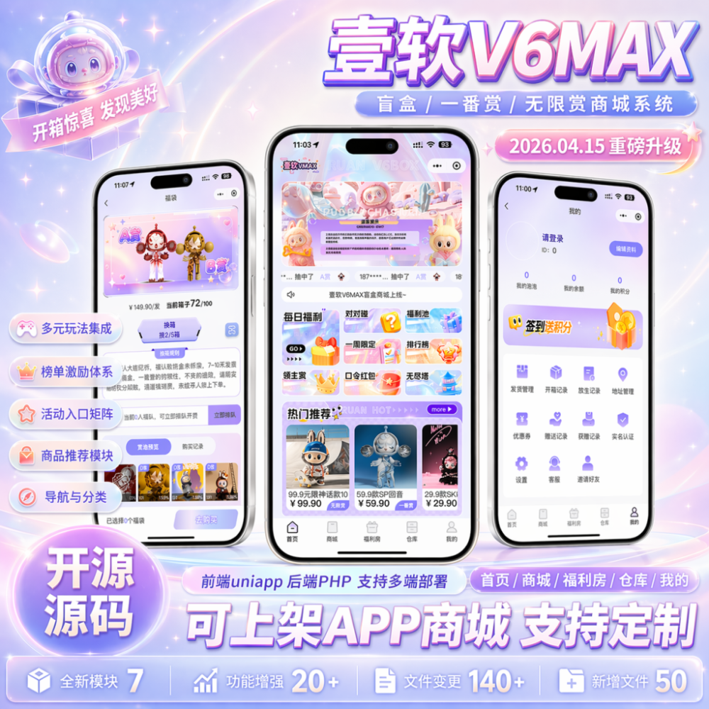 盲盒源码系统小程序V6MAX